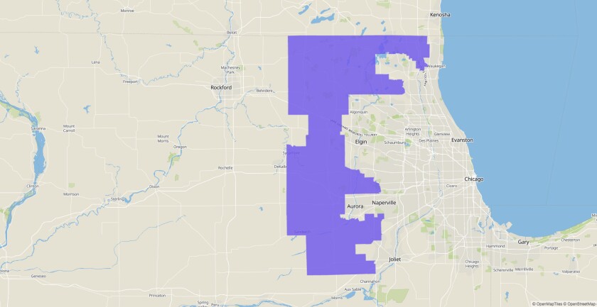 14th Congressional District map, Illinois, U.S. House of Representatives