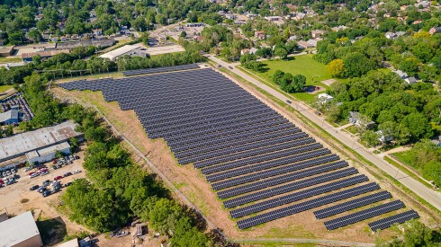 Aerial view of Nexamp's solar energy farm in Rockford.