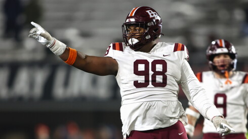 Brother Rice's Brayden Parks (98) reacts during the Class 7A championship game against St. Rita at NIU’s Huskie Stadium.