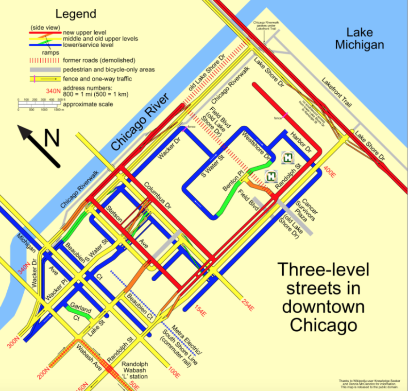 Map of lower lower wacker drive