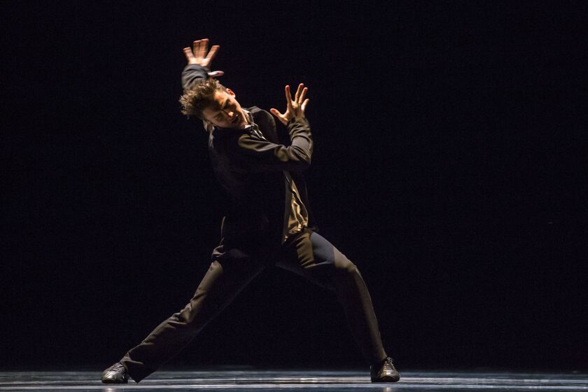 Former Hubbard Street dancer Jason Hortin in a 2015 rehearsal for “A Picture of You Falling,” by Crystal Pite. | Todd Rosenberg Photography