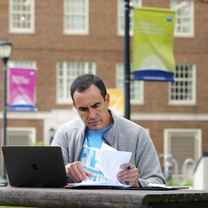 Gregg Gonsalves, an epidemiologist and global health advocate, outside the Laboratory of Epidemiology and Public Health at Yale University in New Haven, Conn. | Photo by John D. and Catherine T. MacArthur Foundation via AP