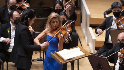 Soloist Anne-Sophie Mutter performs Beethoven’s Violin Concerto in D Major with the Chicago Symphony Orchestra on Thursday night at Symphony Center. 