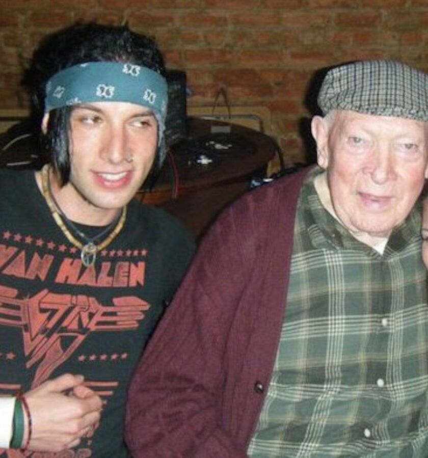 Malachy Towey (right) and his grandson, bass guitarist Martin Saldaña of the band Better Than Nothing.