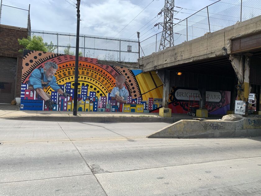 Sergio Maciel's mural in Brighton Park, created in August 2021.