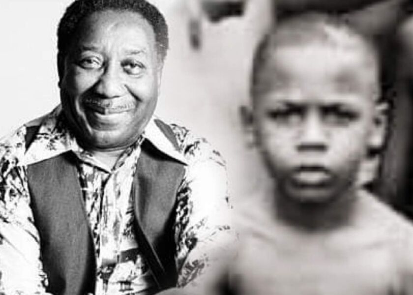 A 7-year-old Joseph Morganfield is shown in this image with his father, Muddy Waters.