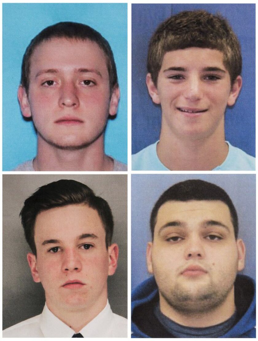 This combination of undated photos shows four men who went missing last week: Tom Meo (top left); Jimi Taro Patrick (bottom left); Dean Finocchiaro (top right), and Mark Sturgis (bottom right). | Bucks County District Attorney’s Office via AP