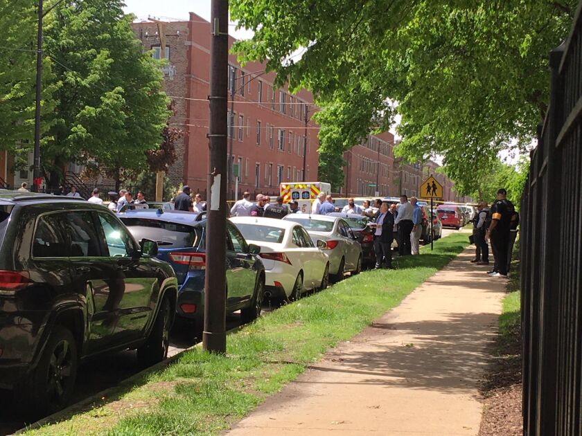 Scene of an officer-involved shooting at 61st & Dorchester Wednesday.