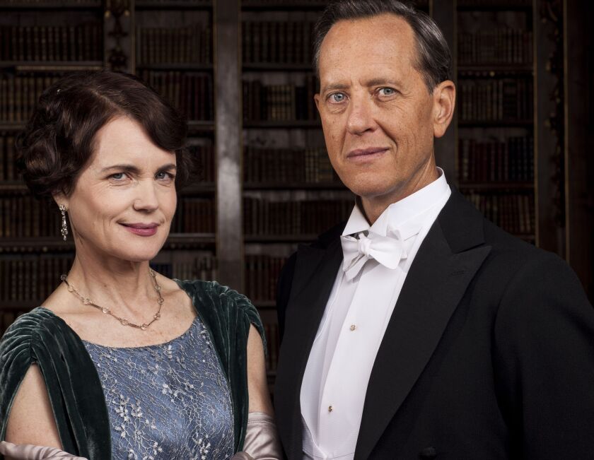 Elizabeth McGovern as Cora and Richard E. Grant as Simon Bricker, in season 5 of “Downton Abbey.” | Copyright Nick Briggs/Carnival Films 2014 for MASTERPIECE