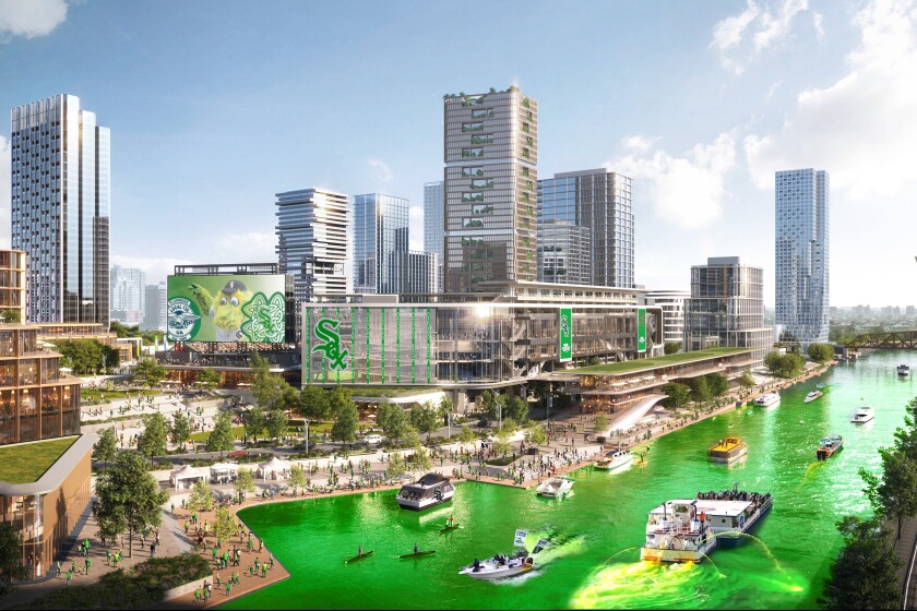 Chicago city skyline with cultural events in the year