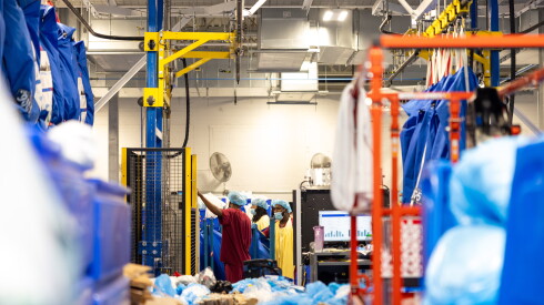 Employees at work at Fillmore Linen Service.
