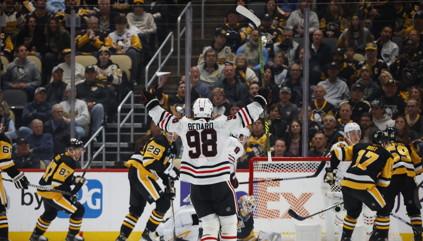 NextImg:Connor Bedard ignites Blackhawks’ rally in opening-night win over Penguins