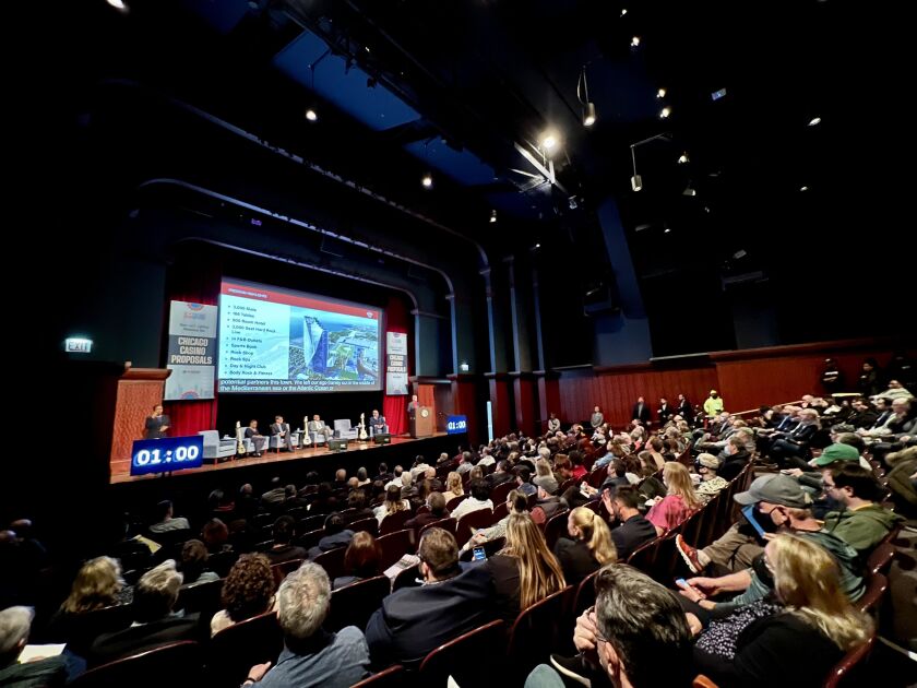 Hard Rock Chicago casino representatives deliver a public presentation Tuesday at Harold Washington Library.