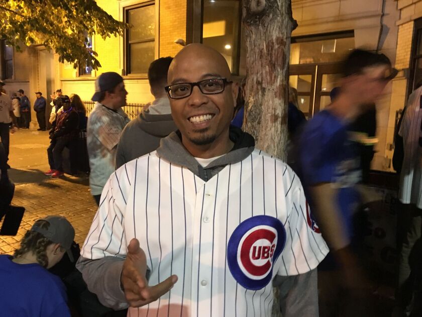 Greg Aglipay, who flew in from Texas to watch the World Series. | Jacob Wittich/Sun-Times