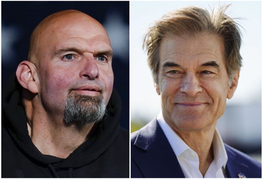 Democratic Senate candidate John Fetterman (left) and Republican rival Mehmet Oz