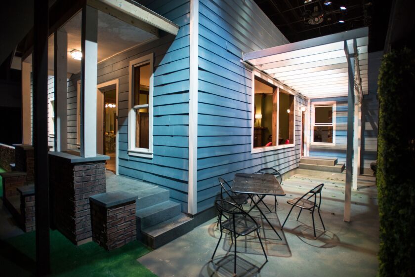 The exterior of the “house” featured in “Southern Gothic” at Windy City Playhouse. The audience is free to roam about the play’s interior and exterior settings. | Michael Brosilow Photo