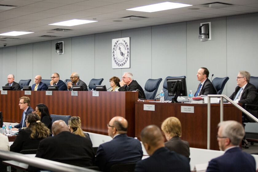 The Chicago Board of Education met Wednesday amid ongoing tension between Chicago Public Schools and Gov. Bruce Rauner. | Santiago Covarrubias/For the Sun-Times
