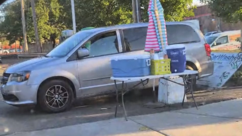 A cell phone photo image of Laura Murillo’s tamale stand after she was arrested by immigration agents in September 2025.