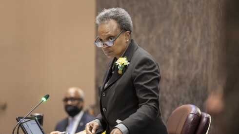 Mayor Lori Lightfoot at a City Council meeting on March 23, 2022.