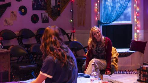 Jordan Levene (right) as Taylor (F) and Piper Jean Bailey (back to camera) as Natasha in "Adolescent Salvation."