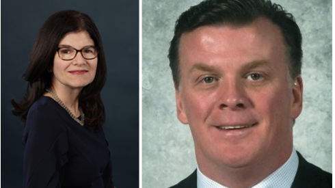 Triton College president Mary-Rita Moore, at left, and lobbyist Jack Dorgan.