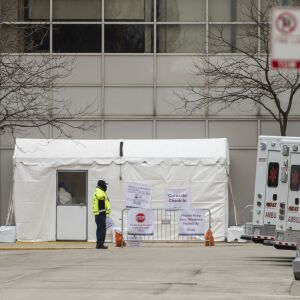 COVID-19 testing area at University of Chicago Hospital, Friday, March 20, 2020.
