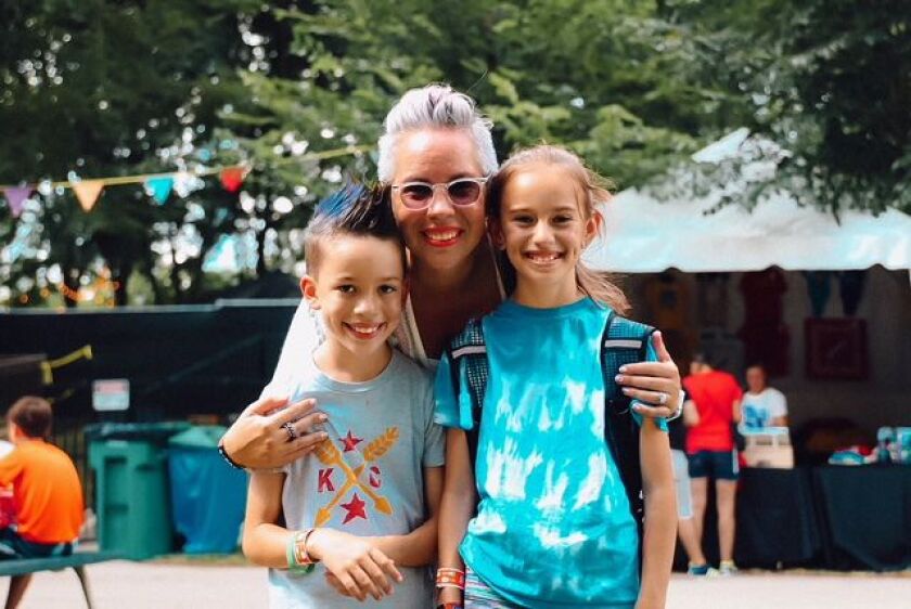 Truman (left) got his mohawk done on site. | Kate Scott/For the Sun-Times