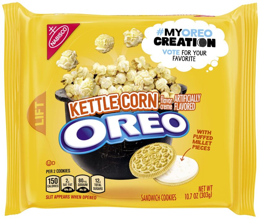The Kettle Corn Oreos will have a buttery kettle corn taste with little puffed pieces in them. | Mondelez