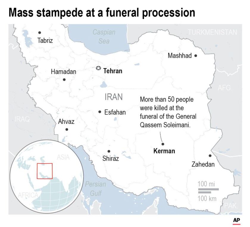 A stampede at a funeral procession for a top Iranian general killed in a U.S. airstrike last week has killed 40 people.