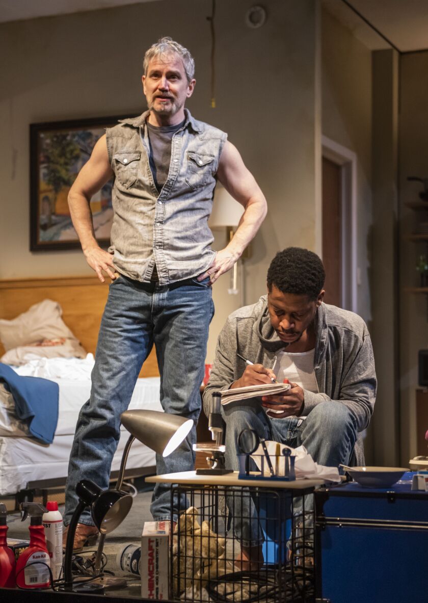 Steve Key (left) and Namir Smallwood star in Steppenwolf Theatre’s production of “Bug” by ensemble member Tracy Letts.