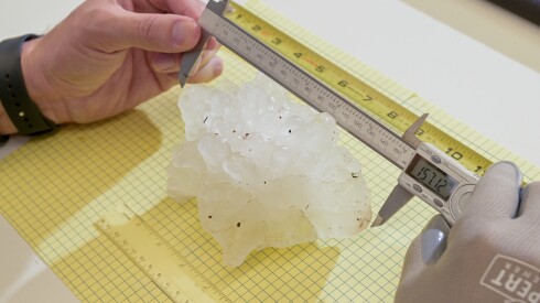 Victor Gensini at Northern Illinois University measures what he expects will be confirmed as the largest one found in Illinois.