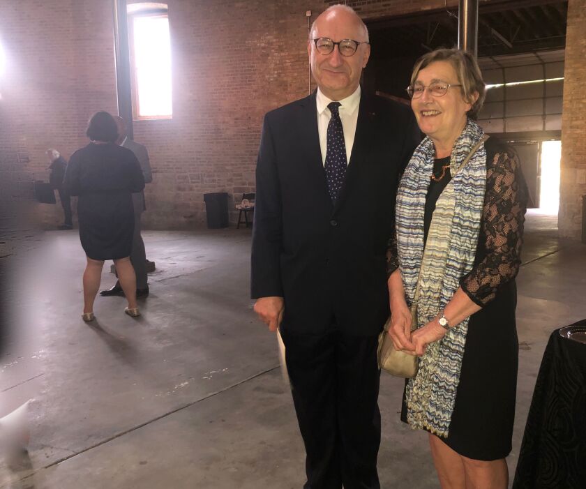 Philippe Etienne, Ambassador of France to the United States, here with wife Patricia, visited Chicago as part of a three-day Midwestern tour, primarily to promote trade. At a ceremony at the DuSable Museum of African American History Monday night, Etienne awarded DuSable’s president and CEO France’s highest honor in the arts.