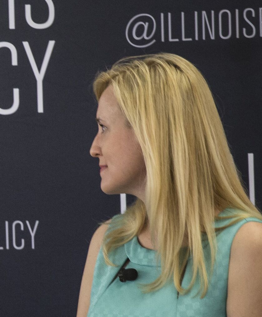 Kristina Rasmussen is shown at an Illinois Policy Institute event earlier this year featuring U.S. Sen. Rand Paul in the Merchandise Mart. | Rich Hein/Sun-Times