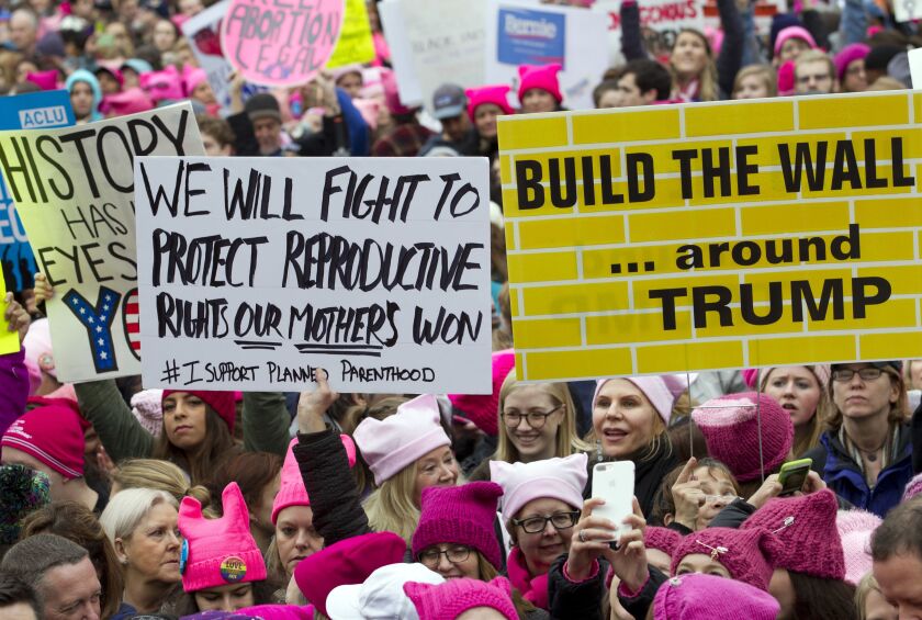 Women with bright pink hats and signs begin to gather in Washington Saturday, set to make their voices heard on the first full day of Donald Trump’s presidency. Organizers of the Women’s March on Washington expect more than 200,000 people to attend the g