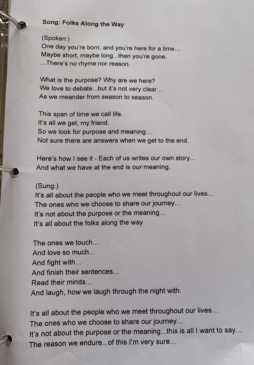 Lyrics to “Folks Along the Way,” a song written and performed by Robert Heinzen.