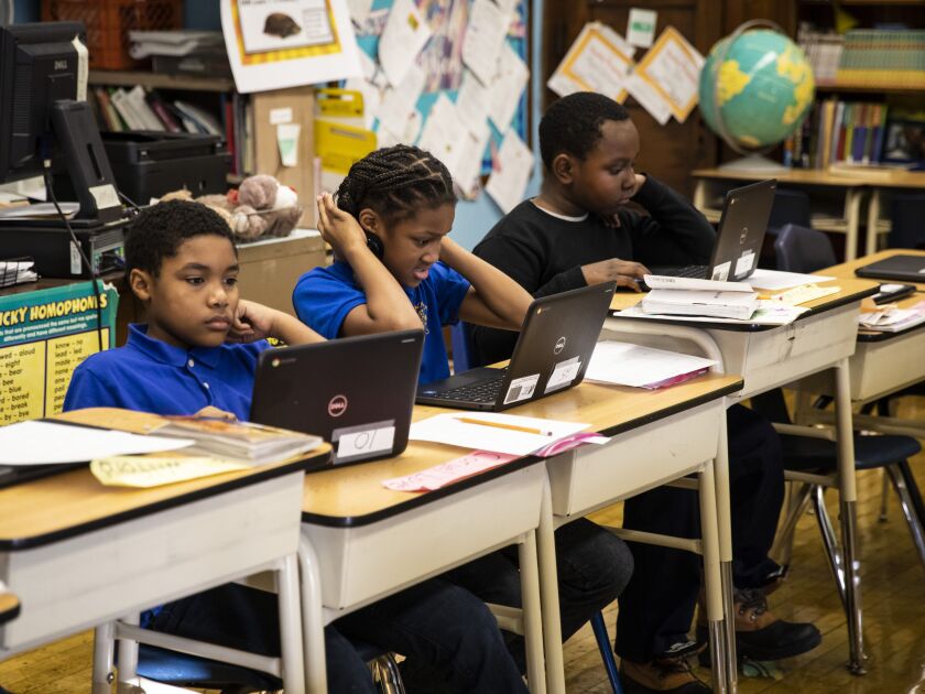 Chicago Public Schools students at Roswell B. Mason Elementary School on the South Side,