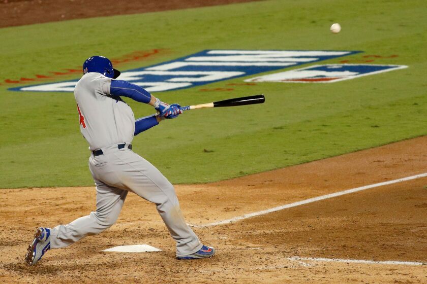 <em>Anthony Rizzo hits a solo home run in the fifth inning. (Photo by Josh Lefkowitz/Getty Images)</em>