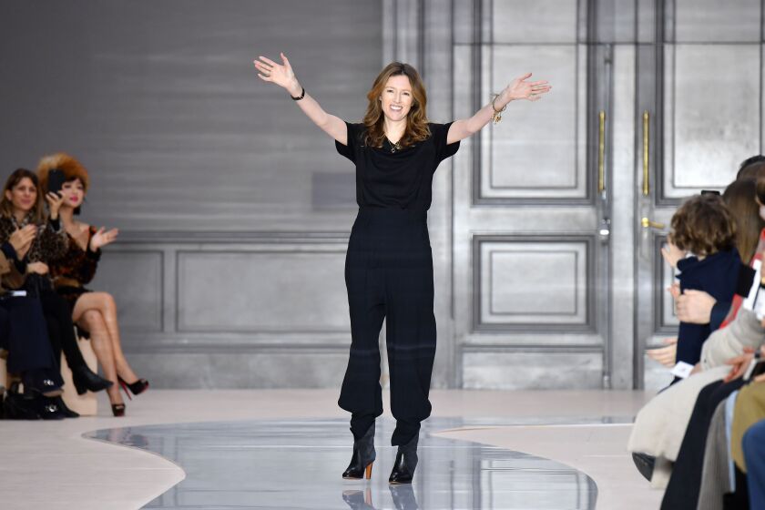 Designer Clare Waight Keller walks the runway during the Chloe show as part of the Paris Fashion Week Womenswear Fall/Winter 2017/2018 on March 2, 2017 in Paris, France. | Pascal Le Segretain/Getty Images
