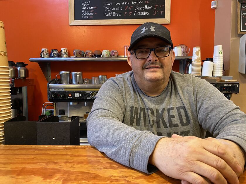 Leonel Rodriguez, 53, owner and founder of Step Down Café, speaks about being concerned if the prices of eco-friendly utensils and cups will rise because of the city ordinance, Wednesday, Jan. 15, 2020, in Pilsen.
