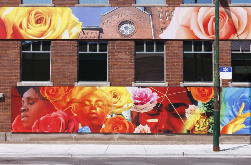 Artist Max Sansing created this mural at the Roseland East 115th Street Health Hub.