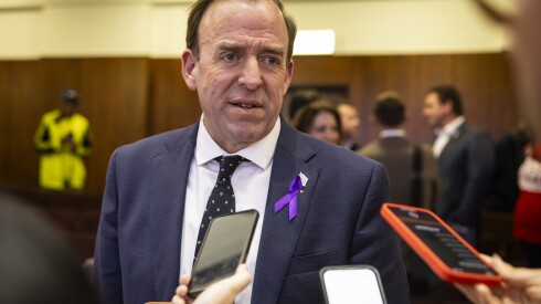 Ald. Brendan Reilly (42nd) speaks with reporters after Mayor Brandon Johnson presented his proposed 2026 budget during a Chicago City Council meeting Oct. 16, 2025.