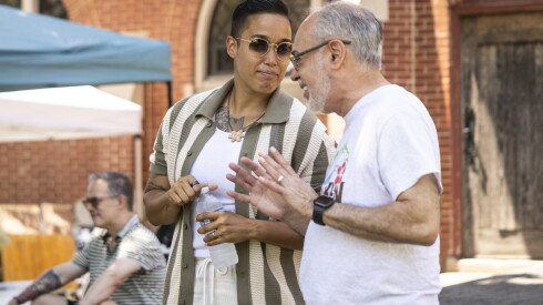 Ald. Jessie Fuentes (26th) chats with Billy Ocasio