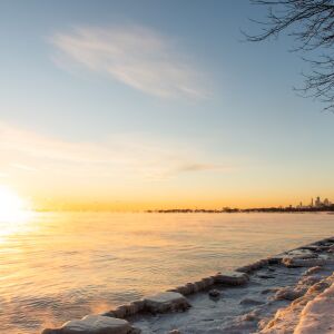 Chicago’s lakefront is frozen over Friday morning as temperatures drop below zero, Friday, Jan. 25, 2019, in Chicago. | Tyler LaRiviere/Sun-Times