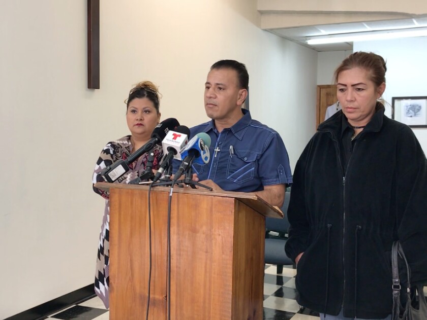 Father Jose Sigfredo Landaverde hosts a press conference on Monday, Oct. 22 to announce his plans to start collecting donations of food, water and clothing to take to the Mexican border to meet the caravan of immigrants coming from Central America. | Emil