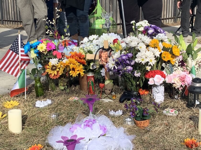 Loved ones rebuilt Frank Aguilar’s memorial Sunday after it was destroyed by vandals earlier this week. 
