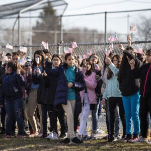 Students from Jane Addams Elementary School honored Chicago Police Officer John P. Rivera. | Ashlee Rezin/Sun-Times