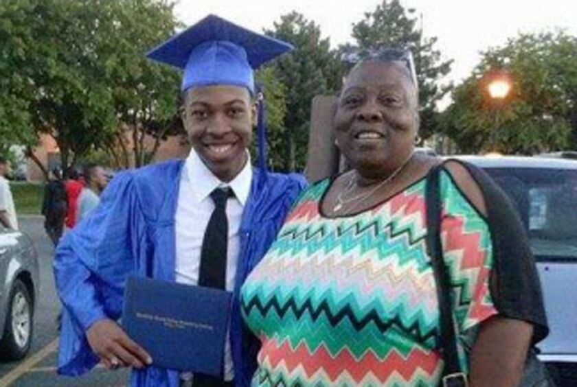 Quintonio LeGrier with his foster mom Mary Strenger at his graduation from Brooks Academy. | Strenger family photo