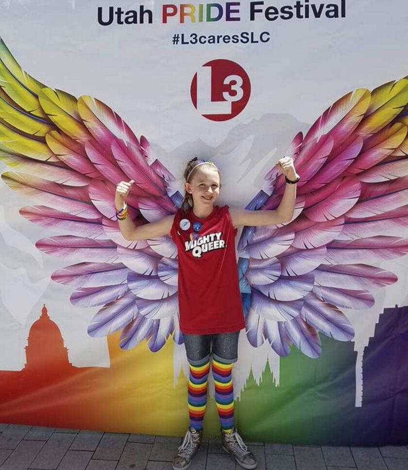An undated photo of Savannah provided by her mother, Heather Kester. Kester asked that only Savannah’s first name be used. Savannah, a young Mormon girl, told her congregation at a Sunday service that she is a lesbian before her microphone was turned off