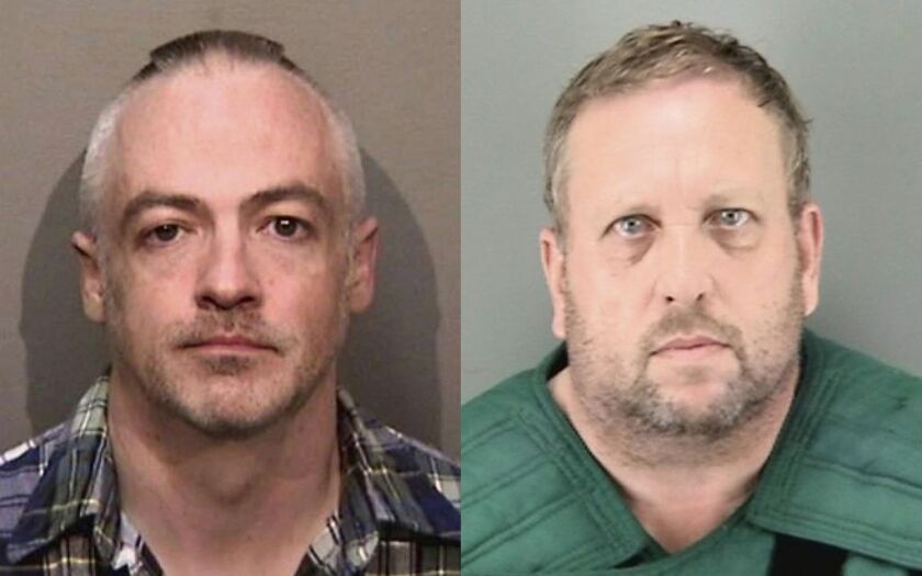Wyndham Lathem (left), and Andrew Warren face charges in the death of a young hairdresser. | Law enforcement mugshots via AP