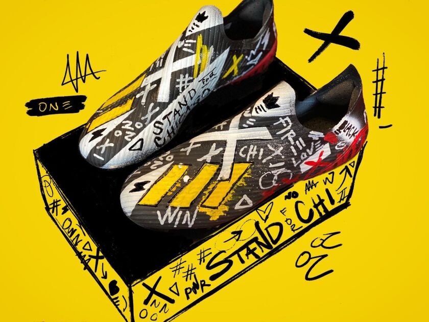 Dwight White II is also using his art skills to work with corporate clients including the Chicago Fire, for whom he designed special cleats.